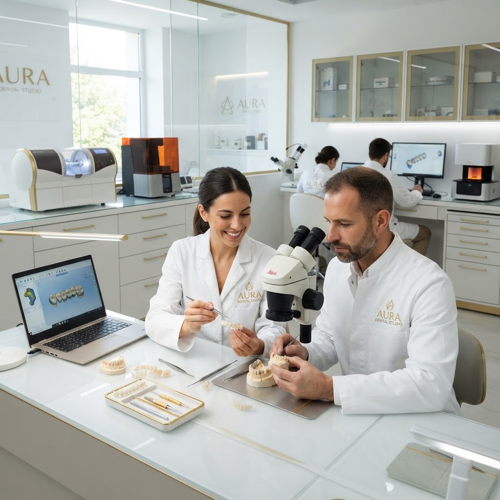 Equipo de Luxury Lab trabajando en el laboratorio dental